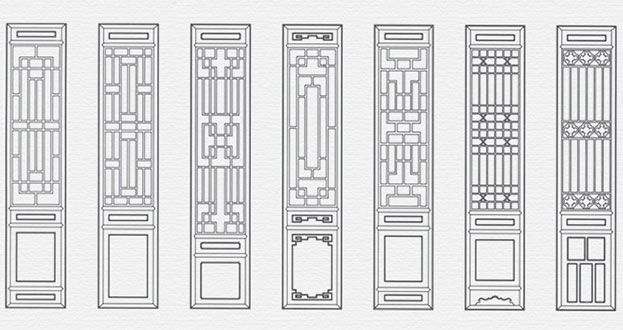 左权常用中式仿古花窗图案隔断设计图