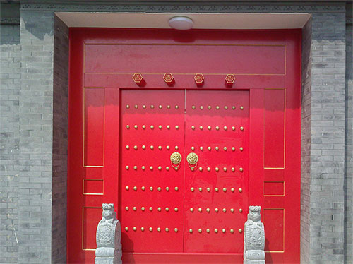 左权中国传统四合院系列朱红色中式木制大门木作